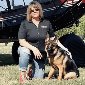Dog training overview includes this photo of trainer, Vicki Nourse
